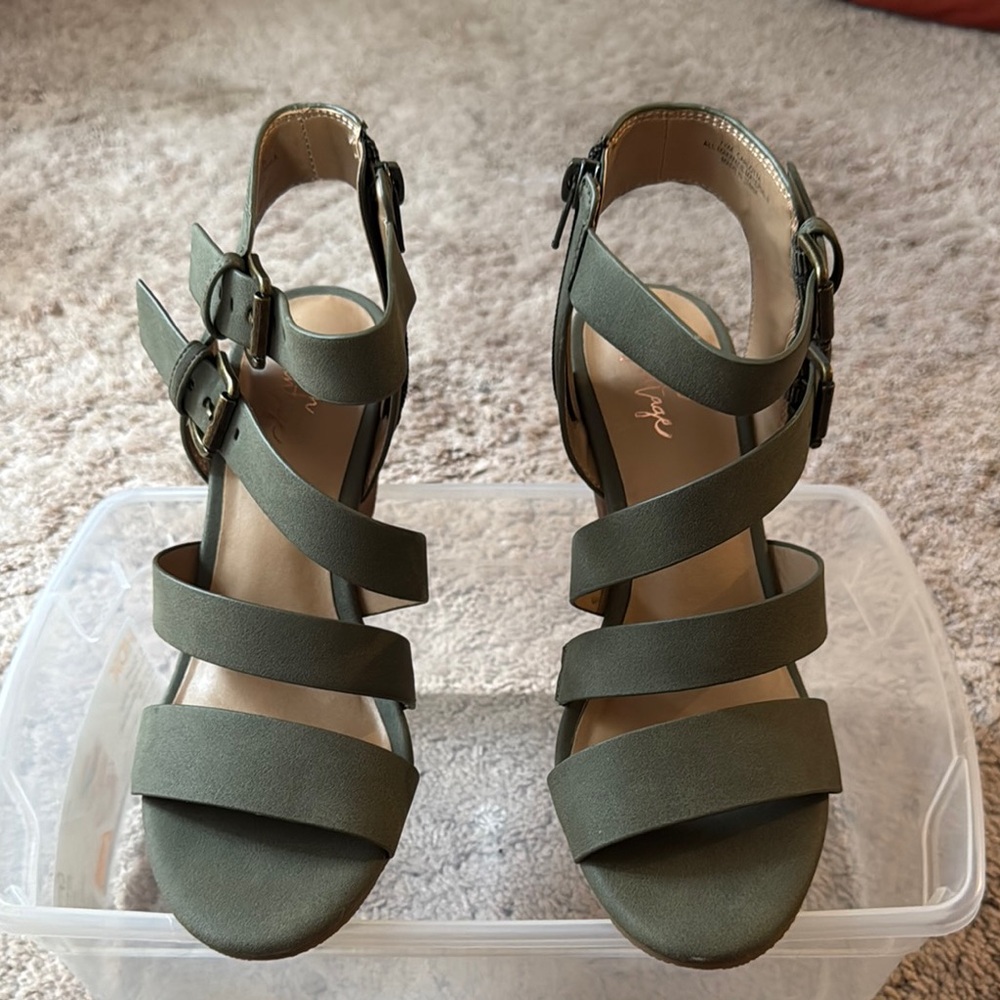 Crown Vintage Green Wedge Sandals